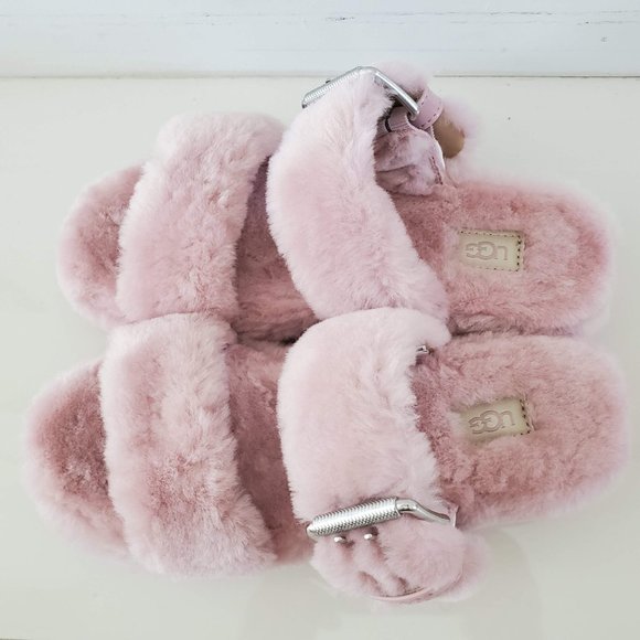 UGG PINK CRYSTAL FUZZ YEAH SLIDE SHEEPSKIN SLIPPER - Picture 2 of 8